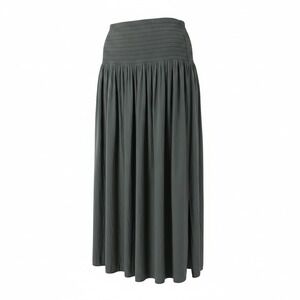 J.Jill Women Maxi Skirt XL Petite Olive Green Smocked Waist Boho Lagenlook